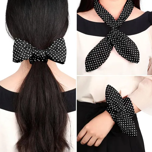Vista 4 de Hicarer 2 diademas de lunares, bandana para disfraz de los años 50, accesorios para el cabello, lazos para la cabeza ancha para mujer