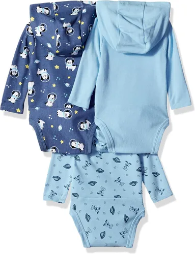 Vista 3 de Hanes Body de manga larga para bebé, sudadera con capucha para niños y niñas, paquete de 3