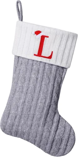 Vista 66 de Medias de Navidad personalizadas de 19 pulgadas con iniciales bordadas, medias de Navidad de punto negro para decoraciones de vacaciones familiares