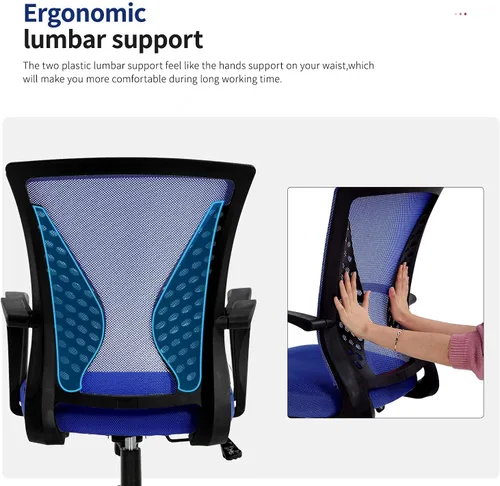 Vista 7 de Silla ergonómica de escritorio, silla de oficina, silla de computadora de malla, respaldo medio, giratoria, ajustable, con soporte lumbar