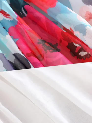 Vista 9 de Nutyomi Vestido de verano para niñas pequeñas para el regreso a la escuela, con tirantes de gasa, con volantes, elegante vestido de verano