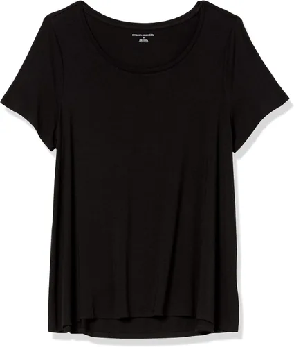 Vista 5 de Tienda Essentials - Blusa con manga corta, cuello redondo y corte relajado para mujer (disponible en talla extragrande)