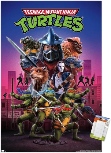 Vista 12 de Teenage Mutant Ninja Turtles (1990) - Póster de pared de una hoja, 22.4 pulgadas de largo x 14.7 pulgadas de ancho, versión enmarcada de madera