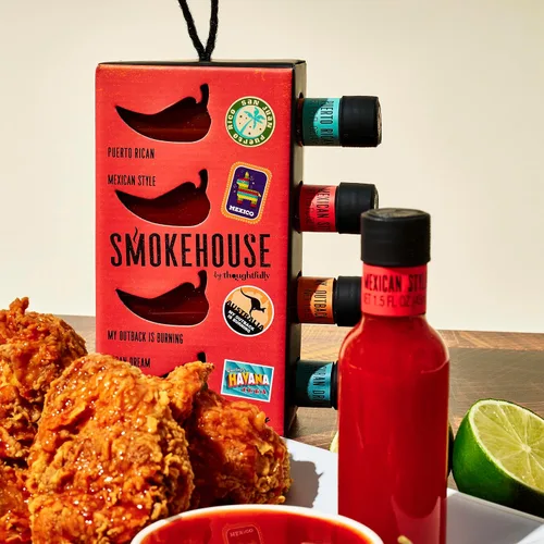 Vista 6 de Modern Gourmet Global Hot Sauce To Go! 5 botellas de 1.6 onzas. Salsas picantes de todo el mundo.