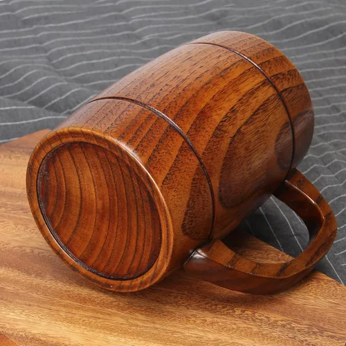 Vista 3 de Taza grande de cerveza de madera de 18 onzas, regalo para hombres y mujeres, taza vikinga vintage grande, rústica y fresca, jarra, hecha a mano