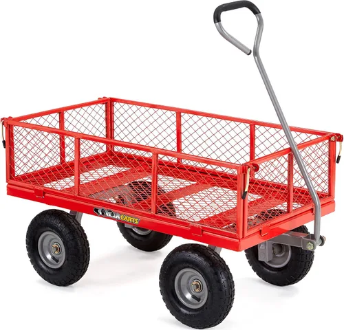 Vista 13 de Carro utilitario Gorilla Carts resistente de acero con lados desmontables y neumáticos de 13 pulgadas con capacidad de 1200 lb, Negro