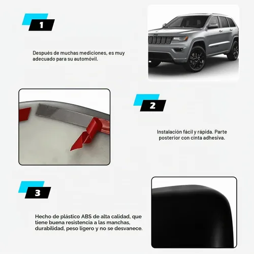 Vista 3 de Cubierta de lámpara de luz trasera, cubiertas de espejo y cubiertas de manija de puerta, bisel brillante, accesorios exteriores para Jeep Grand