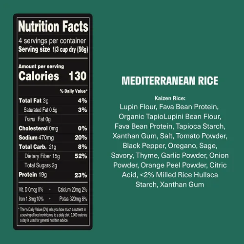 Vista 4 de Kaizen - Arroz mediterráneo keto bajo en carbohidratos, alto en proteínas (20g), apto para dieta cetogénica, sin gluten, a base de plantas, hecho