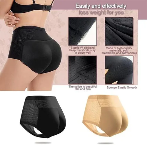 Vista 3 de CYee Bragas de levantamiento de glúteos para mujer, sin costuras, cintura alta, control de abdomen, acolchado, transpirable, ropa
