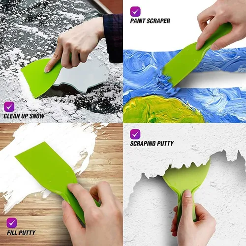Vista 5 de 5 cuchillos de masilla flexibles de plástico, paquete de gran tamaño, esparcidor desechable, herramienta de raspador de pintura de plástico flexible