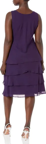 Vista 2 de SL Fashions Vestido de chaqueta de lentejuelas escalonadas adornado para mujer pequeño y regular Púrpura