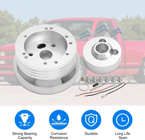 Vista 4 de Adaptador de cubo de volante de billete de 5 y 6 agujeros compatible con Chevrolet Chevy GM Flaming River Ididit Buick Jeep Pontiac Oldsmobile
