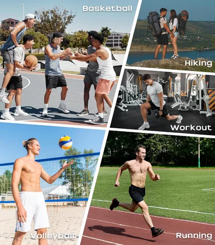 Vista 5 de Gesean Pantalones cortos de entrenamiento 2 en 1 para hombre, 5 pulgadas, ligeros, para gimnasio, entrenamiento, deporte, con bolsillos para teléfono