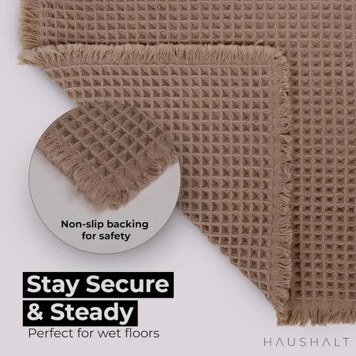 Vista 4 de Tapete de baño con tejido gofre, tapete de ducha, textura de punto tejido antideslizante, mate de baño neutro de 17 x 24 pulgadas, lavable a