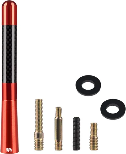 Vista 5 de Antena Corta ONE250, Compatible con Chevy Chevrolet - Silverado (1999-2024), Colorado (2003-2024), Equinox (2003-2017), Traverse (2008-2017), Rojo