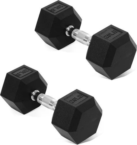 Vista 15 de Fitvids Hex Dumbbells Rubber Coated Hand Weights for Exercises and Fitness Home Gym, 5-50 LB Pair
