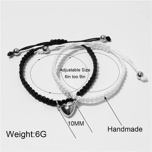 Vista 3 de 2 pulseras magnéticas para parejas para mujeres y hombres, atracción de sol y luna a juego, pulseras hechas a mano, regalos para novio, novia, mejor