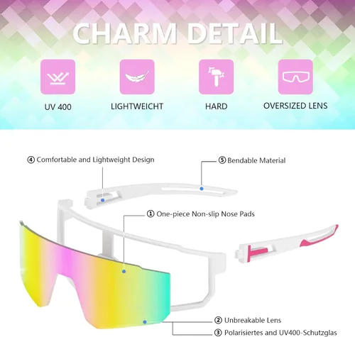 Vista 5 de IKTOD Paquete de 3 lentes de sol polarizados para correr para mujeres y hombres, protección UV, para ciclismo, béisbol, pesca