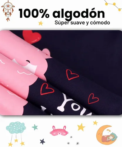 Vista 6 de DAUGHTER QUEEN Pijama de algodón para niñas de 4 piezas, talla 18 meses-12 años
