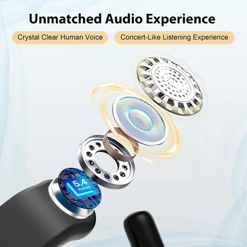 Vista 3 de OJW OWS - Auriculares de oreja abierta Bluetooth con micrófono, Bluetooth 5.4, IPX7 impermeable, ligeros ganchos deportivos inalámbricos