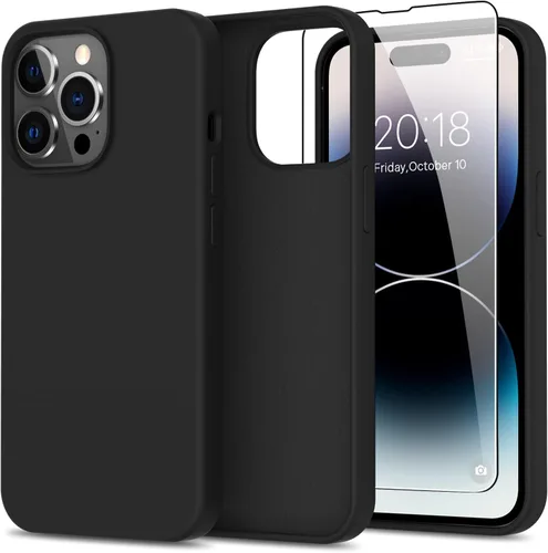 Vista 18 de bemal Funda para iPhone 14 Pro con protector de pantalla, silicona líquida de ajuste delgado, forro de microfibra suave, diseñada para mujeres
