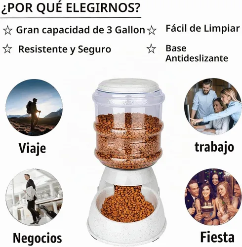 Vista 5 de Comedero automático para perros, dispensador de comederos para perros grandes, estación de alimentación automática de 3 galones por gravedad