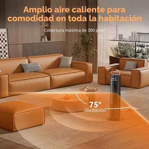 Vista 6 de Calentadores espaciales para uso en interiores, calentador eléctrico de 26 pulgadas y 12 pies/s con control remoto, calentadores eléctricos de 1500