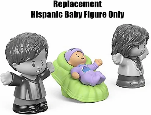 Vista 4 de Pieza de repuesto para la familia Fisher-Price Little People Big Helpers - FTL14 ~ Figura de bebé hispana de repuesto ~ Cesta verde ~ Traje morado