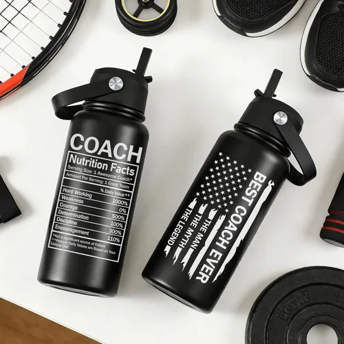 Vista 5 de Regalos de entrenador para hombres, baloncesto, fútbol, béisbol, softbol, gimnasia, danza, natación, entrenadores de natación, regalos - Botella