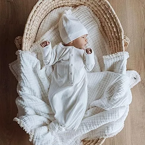 Vista 2 de Twopumpkin Vestido de bebé anudado para recién nacido, niño o niña, traje de dormir unisex, recién nacido, bebé, conjunto de pijamas de invierno