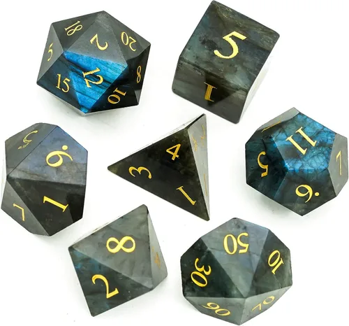 Vista 42 de UDIXI Juego de dados de piedras preciosas de amatista, dados DND de piedra de cristal D&D con estuche de regalo para juegos de rol y juegos de mesa