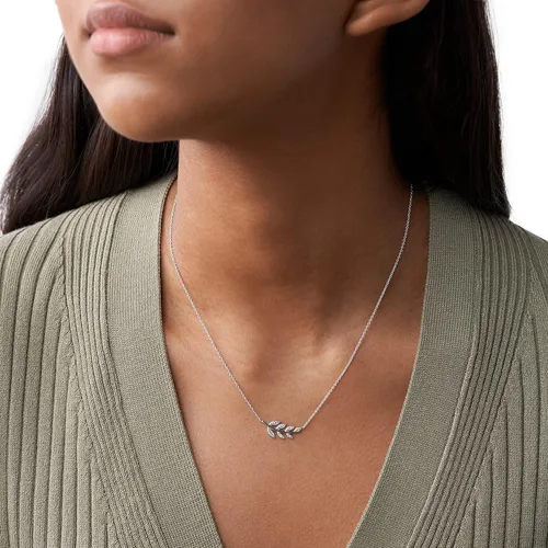 Vista 5 de Fossil Collar de cadena con colgante de plata de ley para mujer