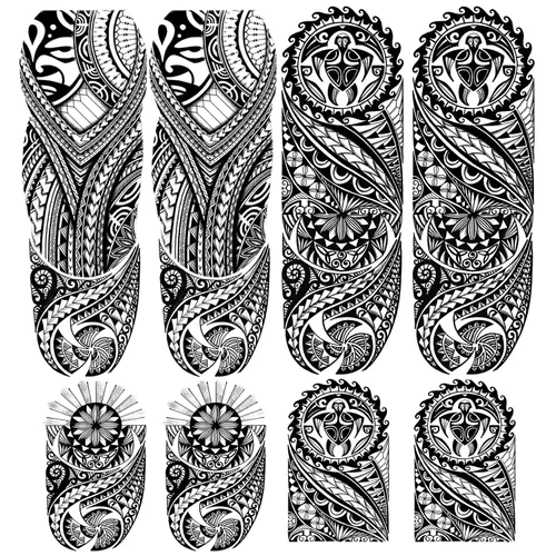 Vista 10 de Tatuajes temporales de Halloween, tatuajes temporales de 4 hojas de calavera de manga completa y 4 hojas de calcomanías de tatuaje de medio brazo