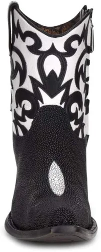 Vista 3 de Cuadra Western Chic - Botín para mujer en piel auténtica con cremallera negra