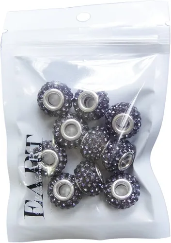 Vista 4 de RUBYCA Cuentas de cristal checo hechas a mano con agujero grande para pulseras europeas (10 unidades, morado, 0.433 in)