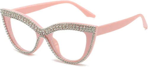 Vista 11 de Gafas de lectura de ojo de gato con diamantes de imitación de lujo para mujer, con bloqueo de luz azul, marco de lentes para computadora