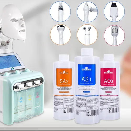 Vista 5 de YMEYFAN Solución hidratante facial AO3 para máquina facial profesional, AS1 SA2 AO3 Aqua Peeling Solution Sueros hidratados para limpieza facial