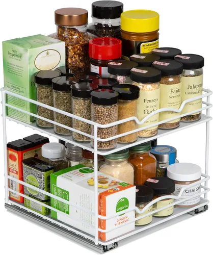 Vista 7 de HOLDN' STORAGE Organizador de especias blanco para gabinete, resistente, estante de especias extraíble, garantía limitada de por vida, organización
