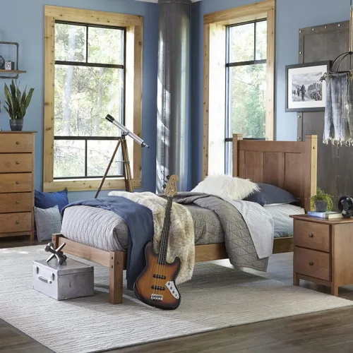 Vista 15 de Grain Wood Furniture - Cama plataforma de panel de madera maciza Shaker, tamaño individual, cereza