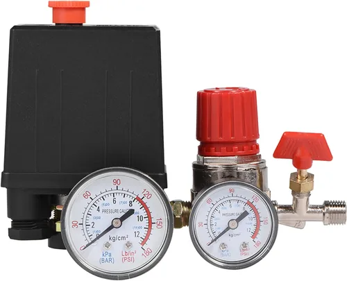 Vista 4 de Válvula de control del interruptor de presión del compresor de aire con regulador de manómetros para sistemas de reducción de presión rápida