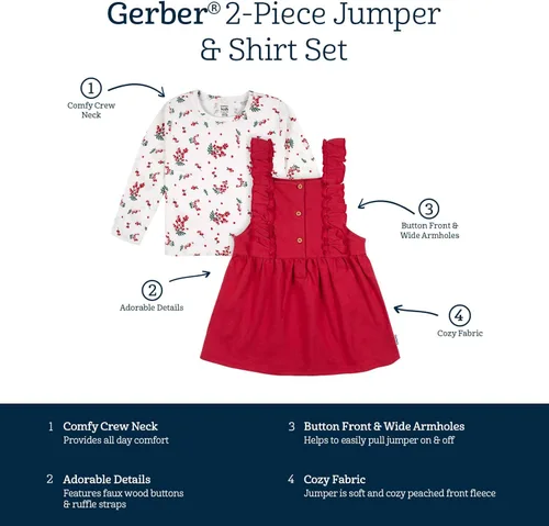 Vista 6 de Gerber Conjunto de vestido de 2 piezas para bebés y niñas pequeñas