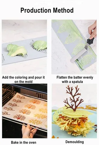 Vista 9 de Molde de caramelo de hojas huecas 3D de hojas de coral, moldes de chocolate, moldes de silicona para fondant de encaje, molde para pastel, molde
