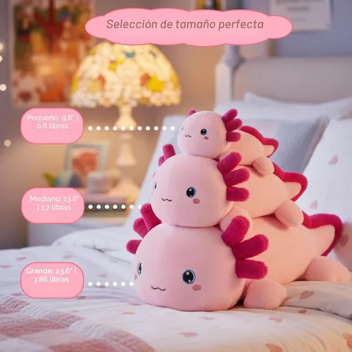 Vista 3 de SQEQE Ajolote de peluche con peso, juguete de peluche de ajolote con peso suave, bonita almohada para abrazar, regalo para niños y adultos
