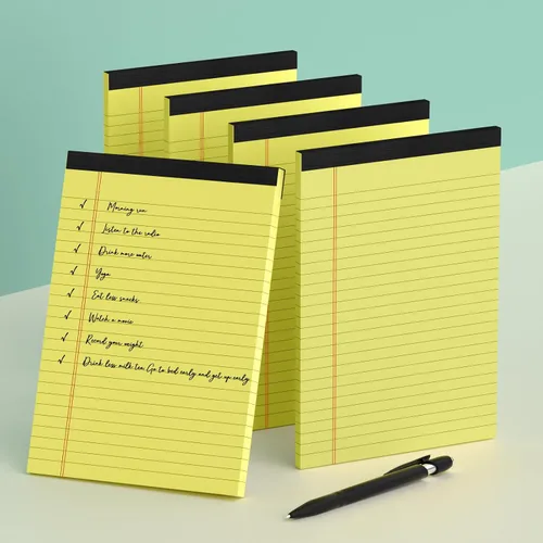 Vista 7 de Blocs de notas pequeños de 5x8 amarillos – paquete de 4, papel grueso premium de 80gsm, 30 hojas/60 páginas por bloc, páginas perforadas con rayas