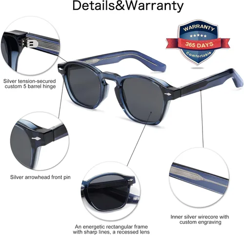 Vista 4 de VANLINKER Gafas de sol cuadradas pequeñas retro para hombres y mujeres de moda con forma de cubo fino, montura delgada, gafas de lujo VL9774