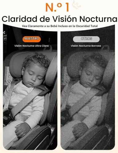 Vista 2 de S100C - Cámara de coche para bebé alimentada por USB, visión nocturna cristalina para asiento trasero para bebé, ajuste de brillo y monitor IPS