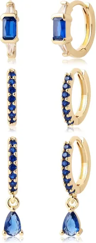 Vista 5 de Juego de aretes de aro chapados en oro real de 14 quilates, hipoalergénicos, gruesos y gruesos, joyería gruesa para múltiples piercings, regalo