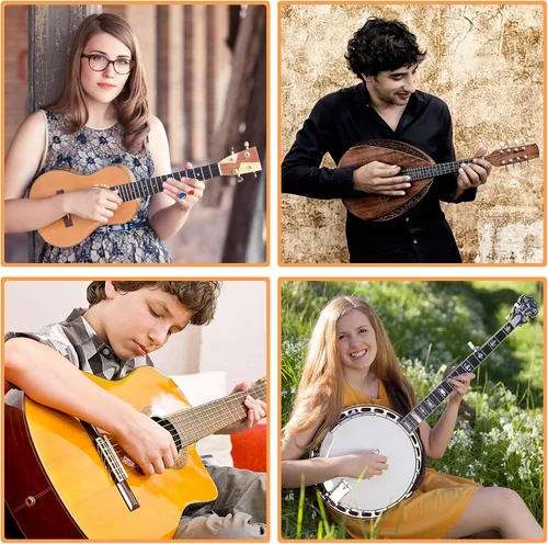 Vista 5 de PAGOW 2 juegos de pastillas para guitarra acústica, líneas negras y tono plateado