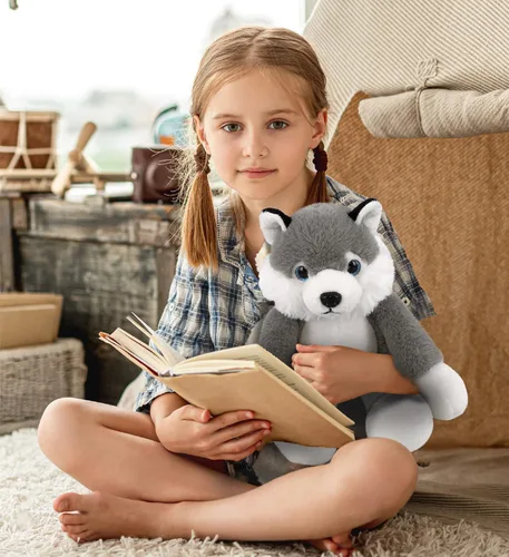 Vista 7 de DolliBu Peluche Husky de peluche, suave y abrazable de pierna larga, adorable juguete de peluche para jugar, lindo regalo para niños y adultos, 10.5
