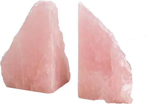 Vista 8 de AMOYSTONE Sujetalibros de cristal de cuarzo rosa para decoración de biblioteca de oficina